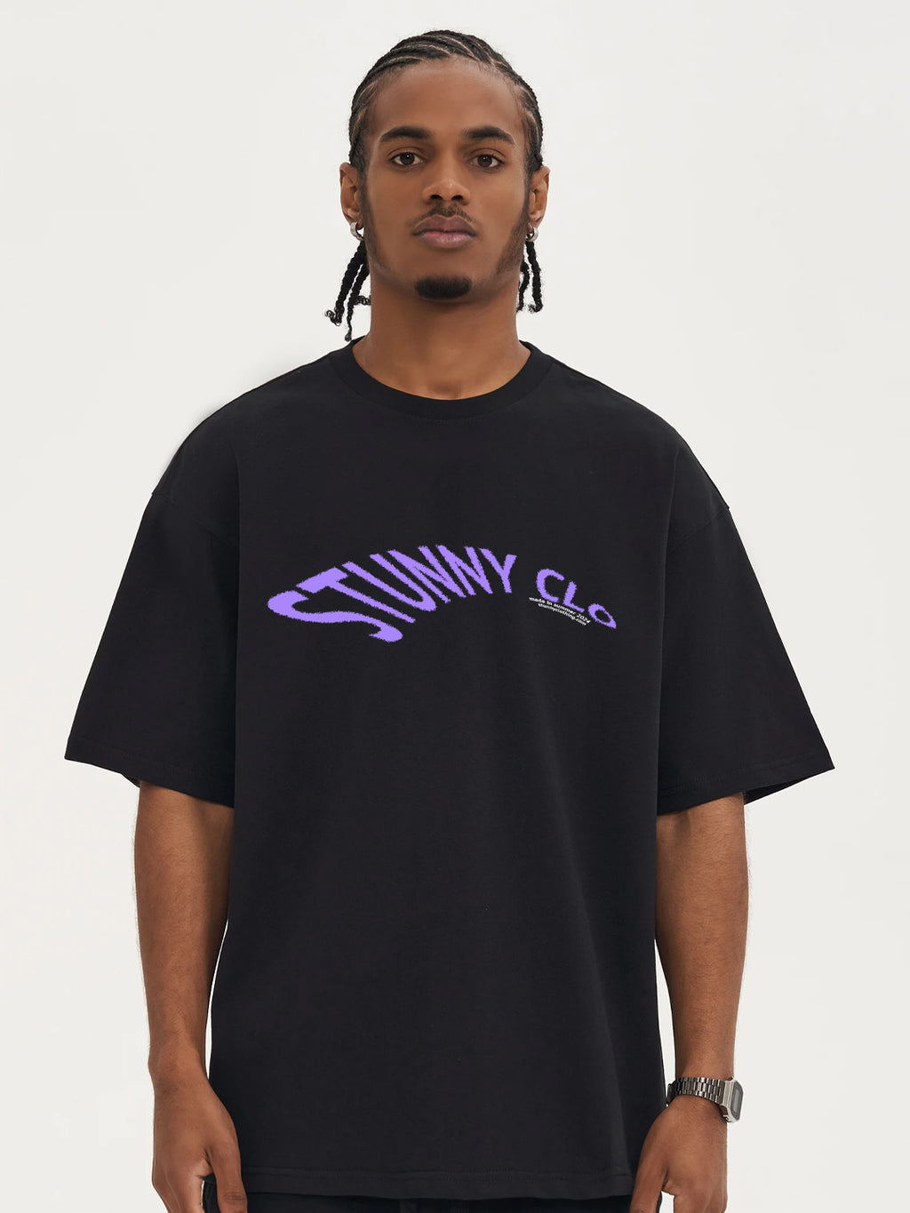 ITALIC TEE BLACK/PURPLE