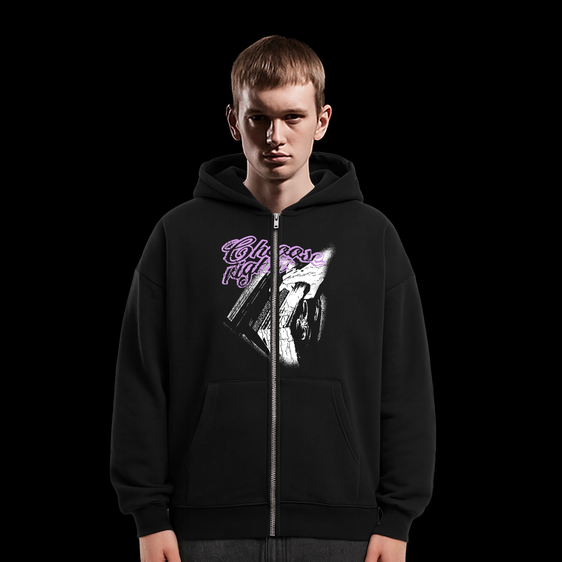 STUNNY CHOOSE RIGHT ZIP-HOODIE PURPLE