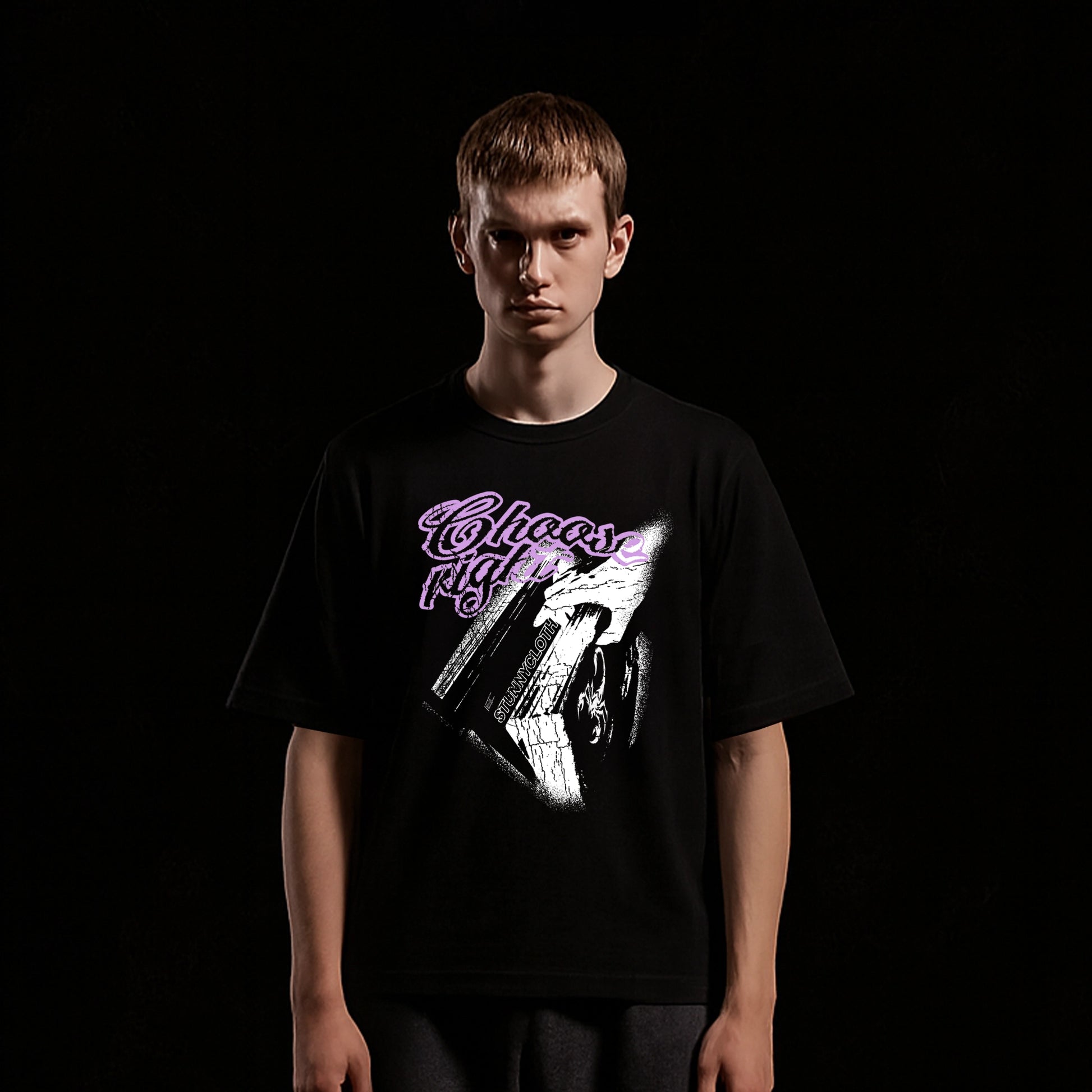 CHOOSE RIGHT PURPLE PRINT T-SHIRT