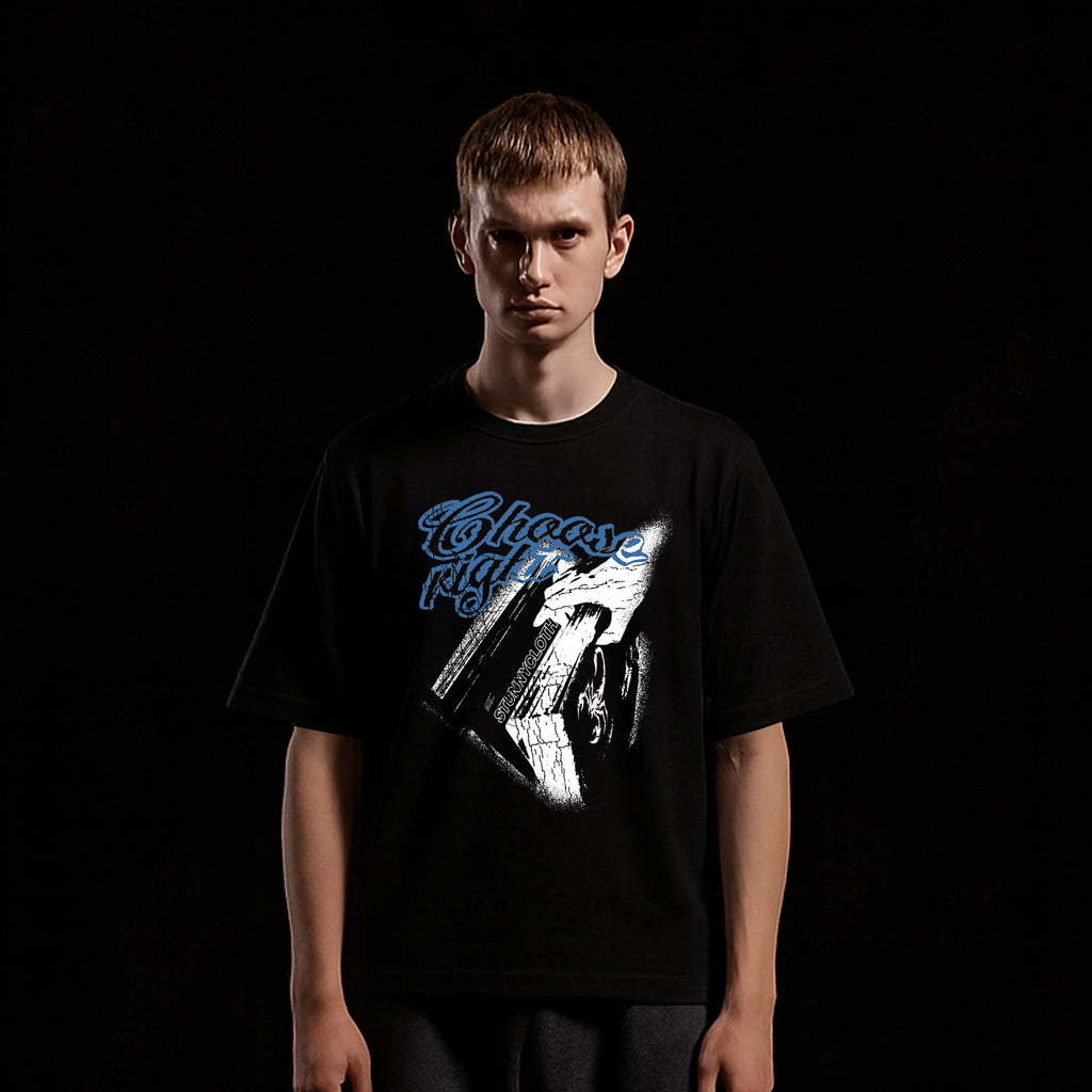 CHOOSE RIGHT BLUE PRINT T-SHIRT