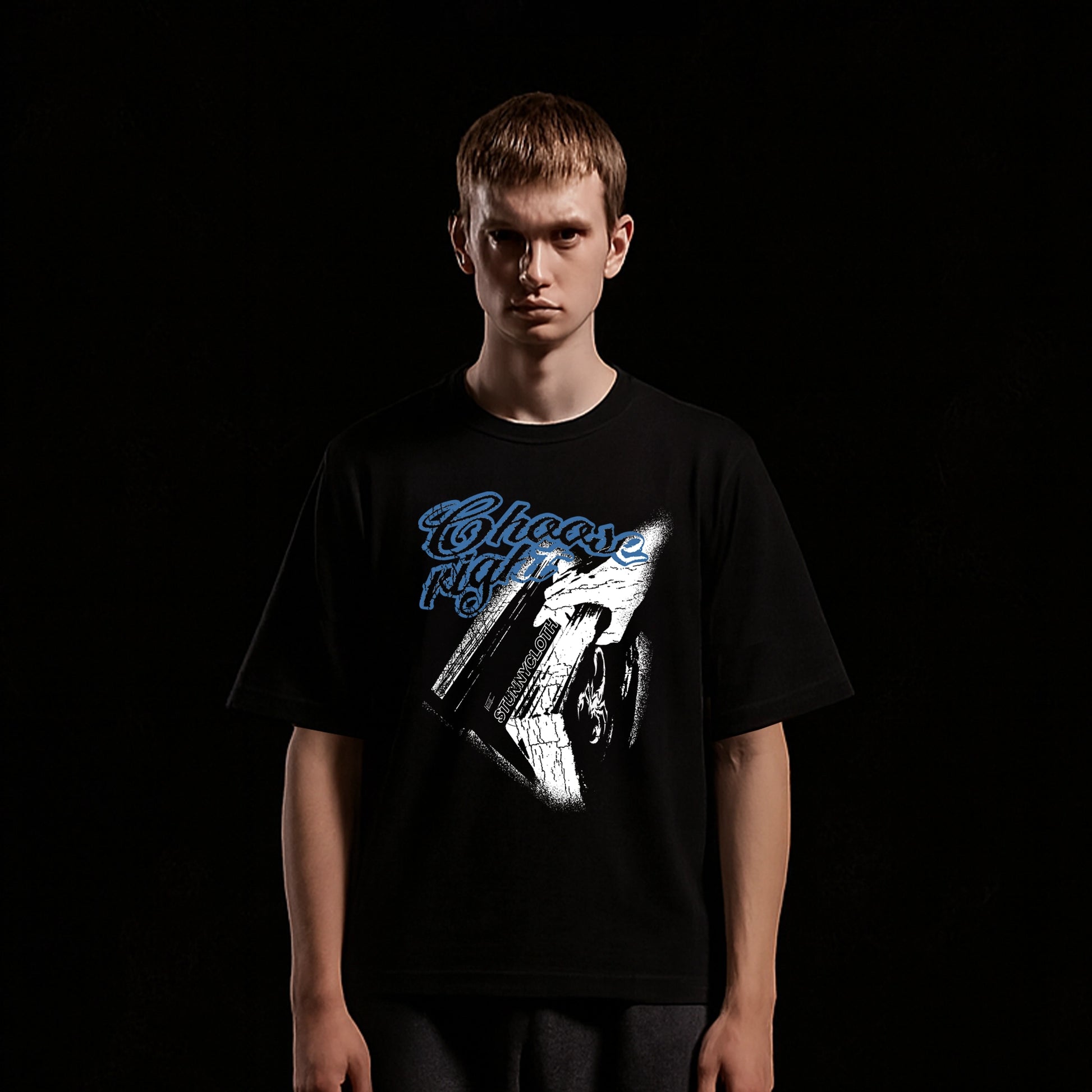 CHOOSE RIGHT BLUE PRINT T-SHIRT