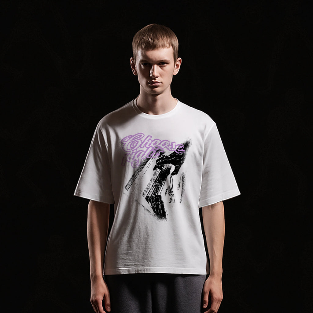 CHOOSE RIGHT PURPLE N BLACK PRINT T-SHIRT