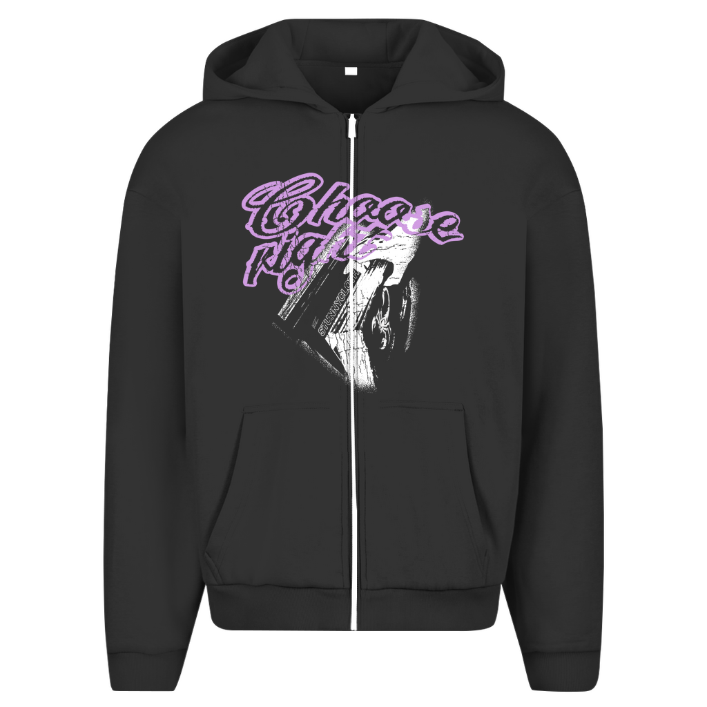STUNNY CHOOSE RIGHT ZIP-HOODIE PURPLE